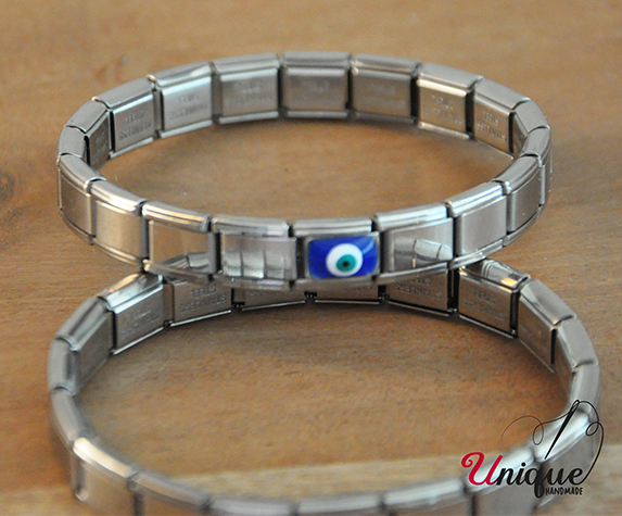 Silver Stainless Steel Elastic Lucky Charm Bracelet