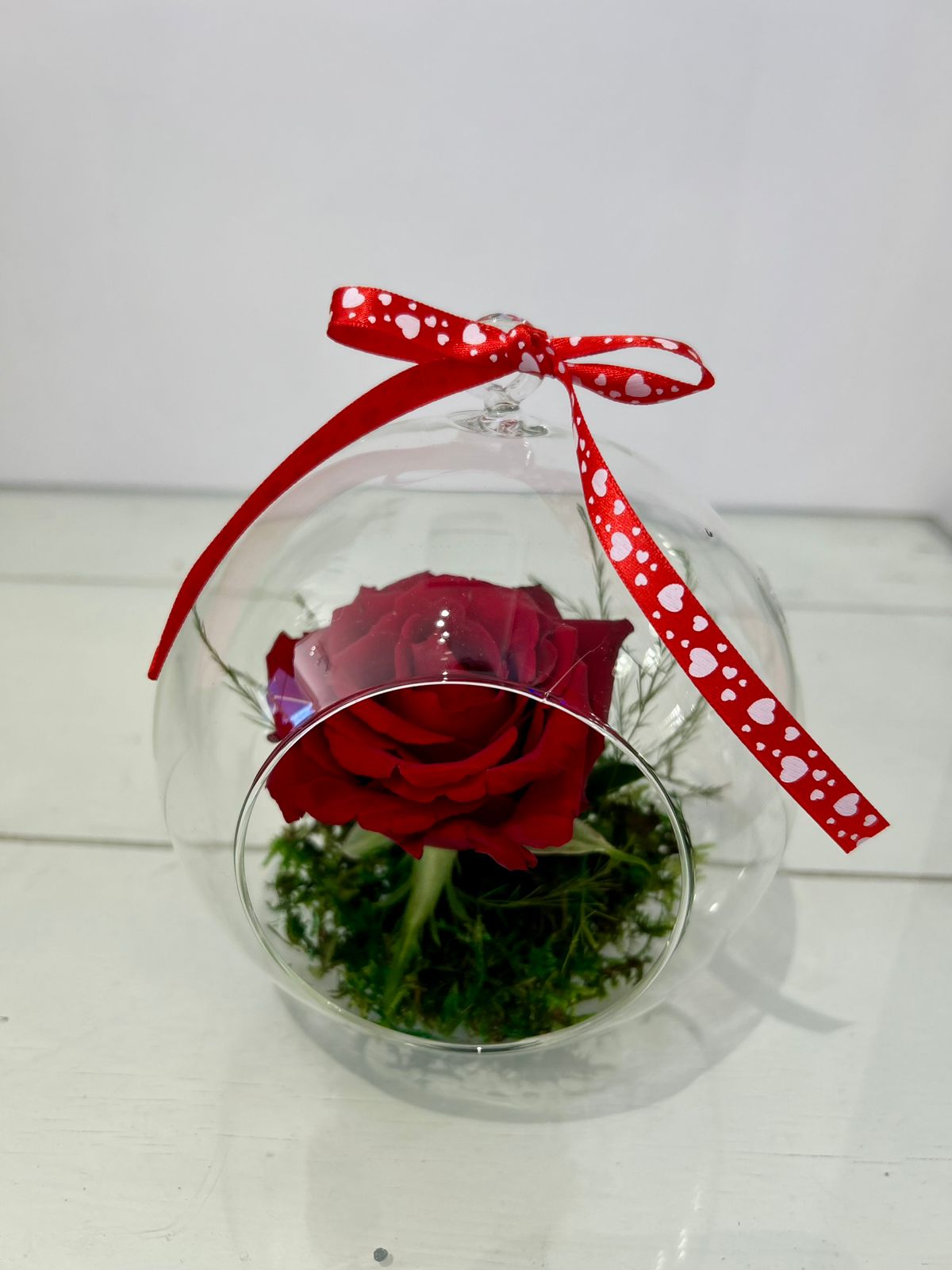 Love Glass Box With Red Rose Flower - Bouquet
