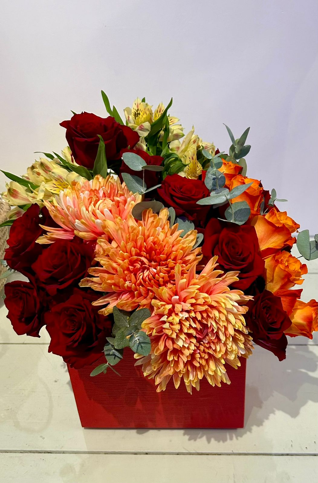 Love Big Box With Multicolor Flowers - Bouquet