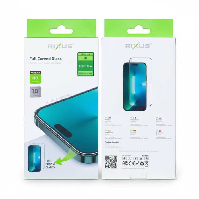 Rixus 10-Pack Curved Edge Tempered Glass for iPhone 17 Pro Max