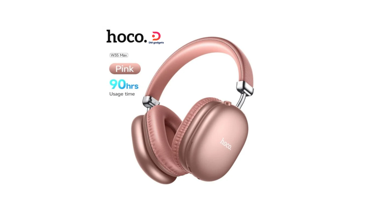 514R#Hoco®W35 MAX 90h Bluetooth 5.3 Wireless Headphones – Pink