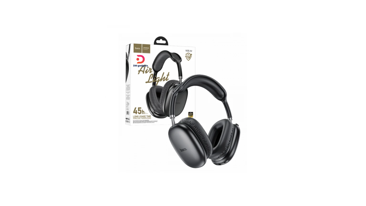 514S#Hoco®W35 Air 45h Bluetooth 5.3 Wireless Headphones – Black