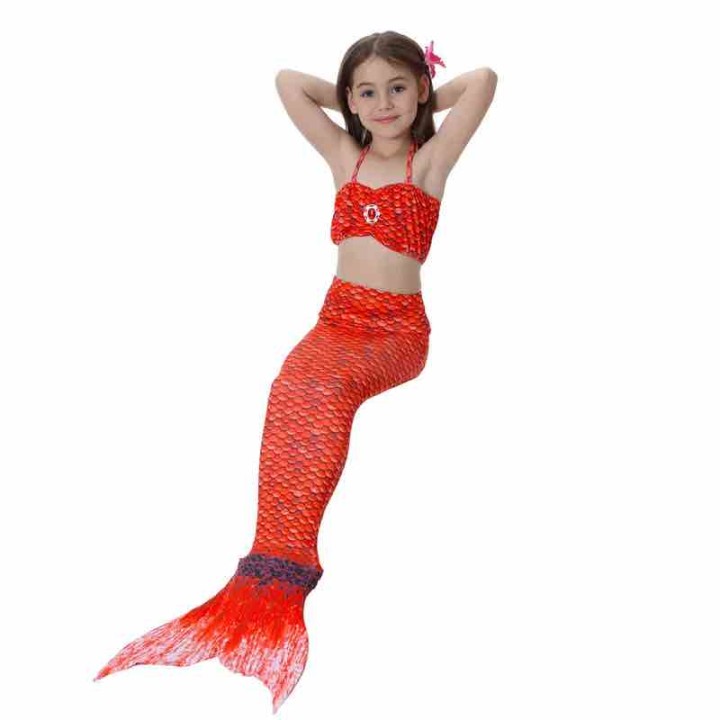 3 Pieces - Red Mermaid Swimsuit  Size: 6-8 Years  Eu140