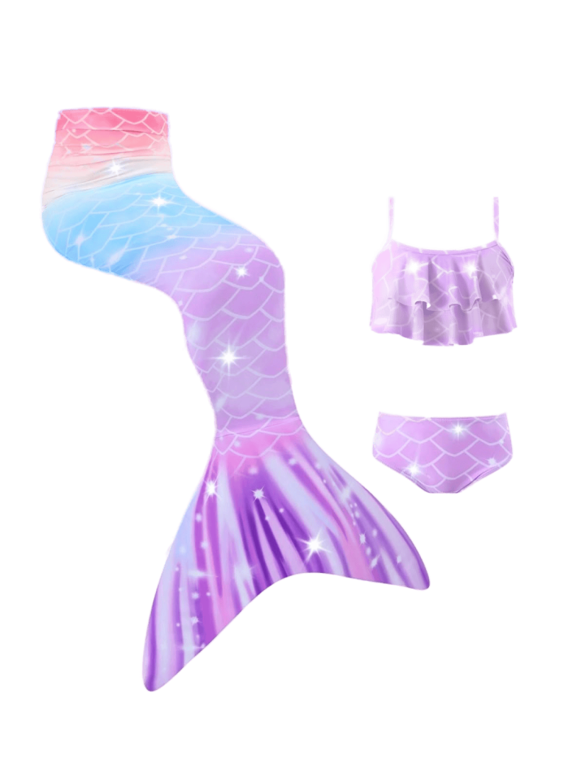 3 Pieces -Swimsuit Mermaid Size: 5 Years