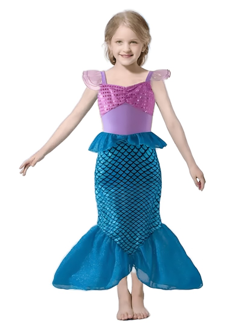 Little Mermaid Costume Purple Size: 7-8 Years - baby costumes