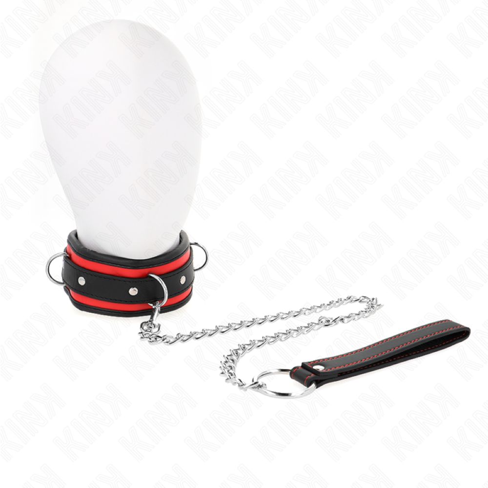 KINK - RED/BLACK COLLAR WITH CHAIN LEASH ADJUSTABLE 36.5-50 CM