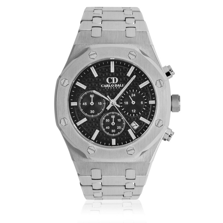 Carlos Dali Chronograph Silver, Black Watch - Ανδρικό Ρολόι