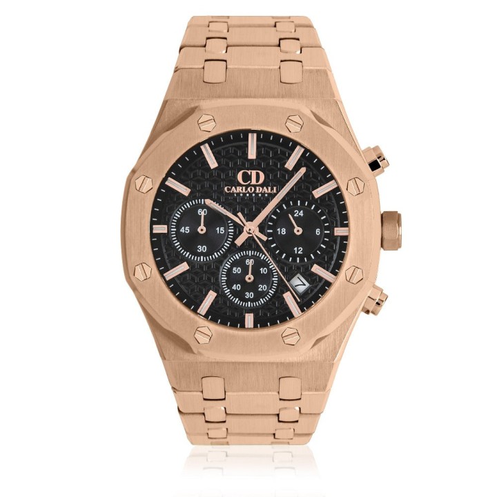 Carlos Dali Royal Chronograph Rose Gold, Black Watch - Ανδρικό Ρολόι