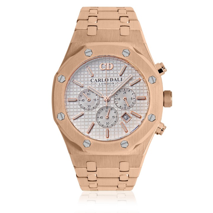 Carlos Dali Royal Chronograph Rose Gold White Watch - Ανδρικό Ρολόι