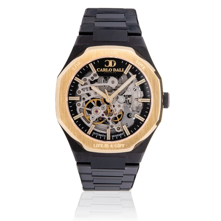 Carlos Dali "Octagon" Live Laugh Love Black & Gold Limited Watch - Ανδρικό Ρολόι