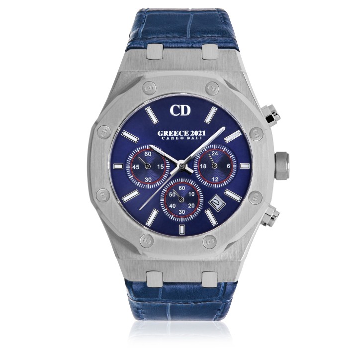 Carlos Dali Greece 2021 Chronograph Leather Blue Limited Watch - Ανδρικό Ρολόι
