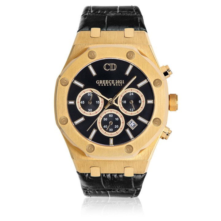 Carlos Dali Greece 2021 Chronograph Leather Black Limited Watch - Ανδρικό Ρολόι
