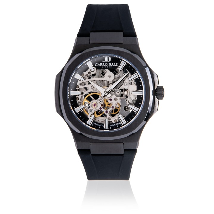 Carlos Dali "Timeless" Skeleton Total Black Rubber Watch - Ανδρικό Ρολόι