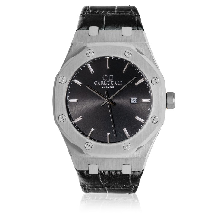Carlos Dali Classic Fusion Black Leather Strap Watch - Ανδρικό Ρολόι