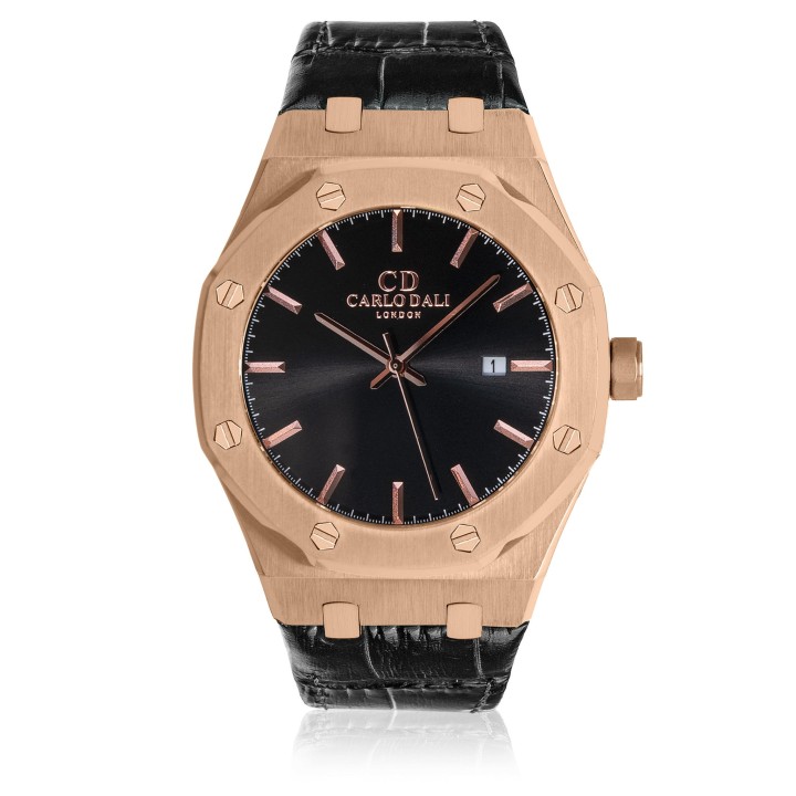 Carlos Dali Classic Fusion King Rose Gold Leather Strap Watch - Ανδρικό Ρολόι