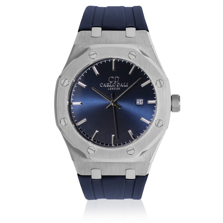Carlos Dali Classic Fusion Blue Sea Rubber Strap Watch - Ανδρικό Ρολόι