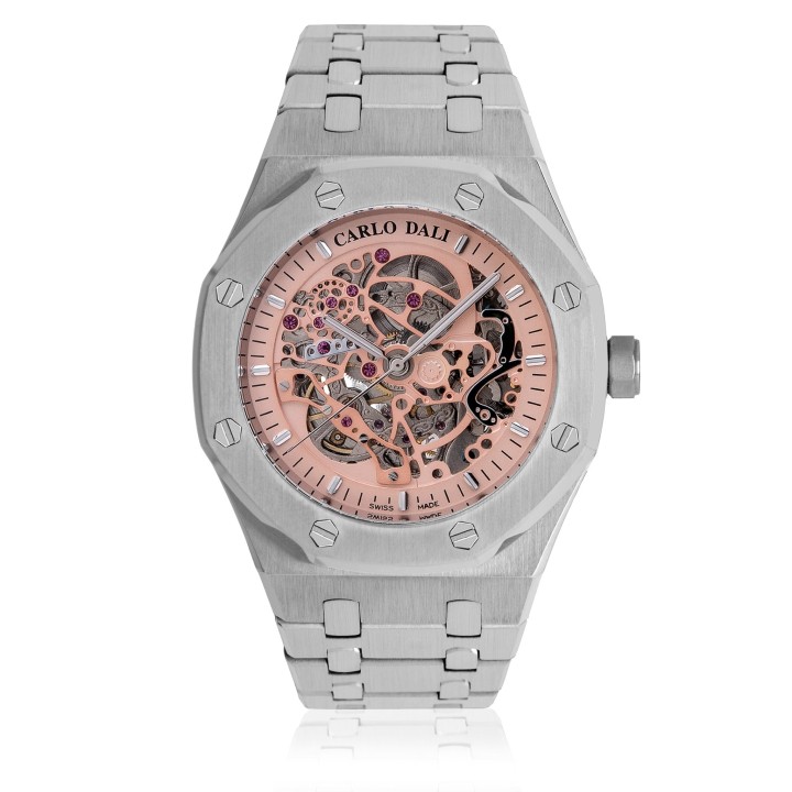 Carlos Dali Tourbillon Skeleton Silver Watch - Ανδρικό Ρολόι