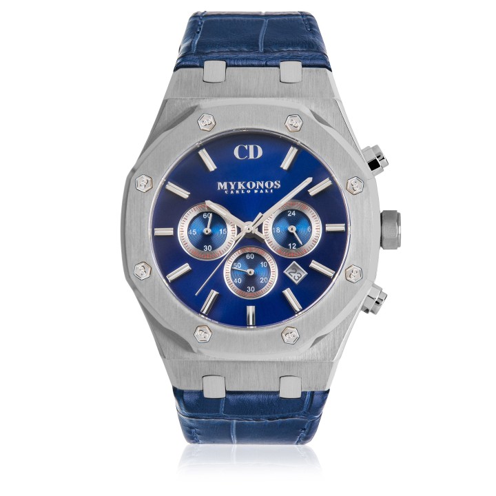Carlos Dali Mykonos Chronograph Leather Blue Limited Watch - Ανδρικό Ρολόι