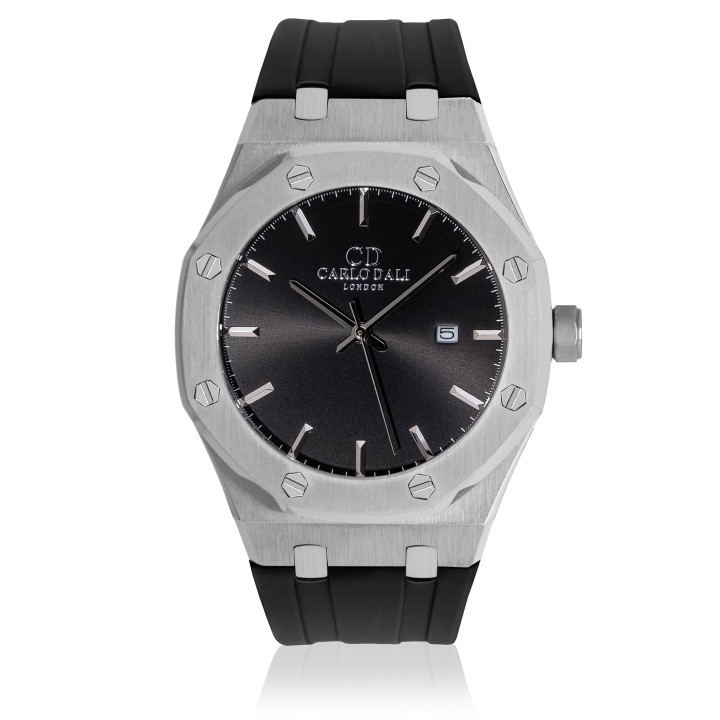 Carlos Dali Classic Fusion Black Rubber Strap Watch - Ανδρικό Ρολόι