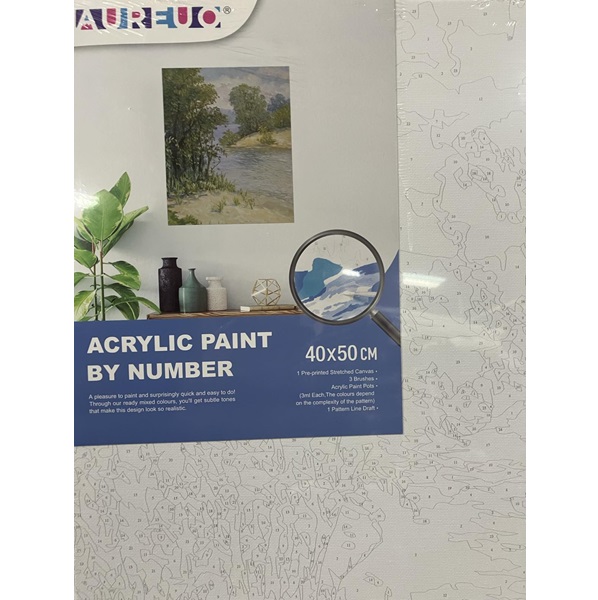 AUREUO ACRYLIC PAINT BY NUMBER STRETCHED CANVAS SET 40X50CM [LAKE VIEW]