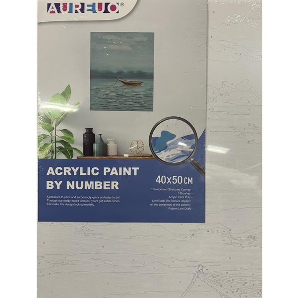 AUREUO ACRYLIC PAINT BY NUMBER STRETCHED CANVAS SET 40X50CM [SMALL BOAT]