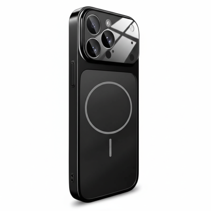 iPhone 17 Pro Max Matte Glass MagSafe Case with Full Lens Protection, Black