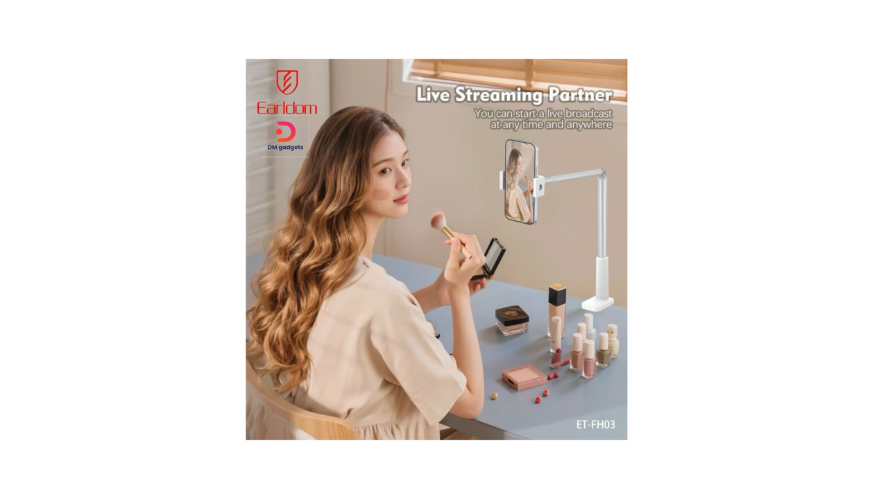 528A1#Earldom®ET-FH03 Lazy Extendable Clip Phone Stand White-Silver