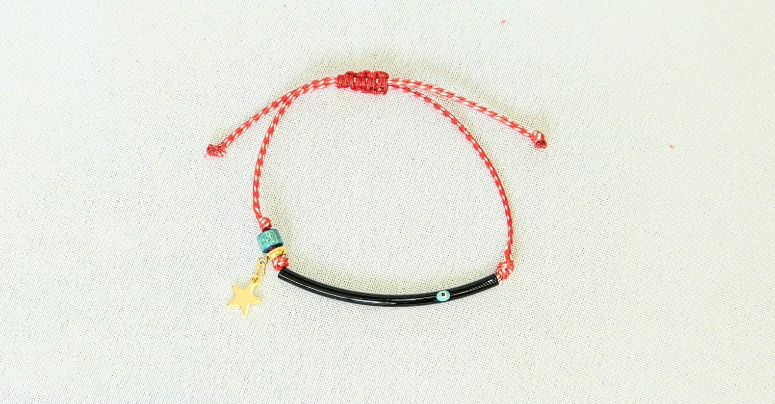 Martaki With Black Tube With Eye With Hanging Stainless Star