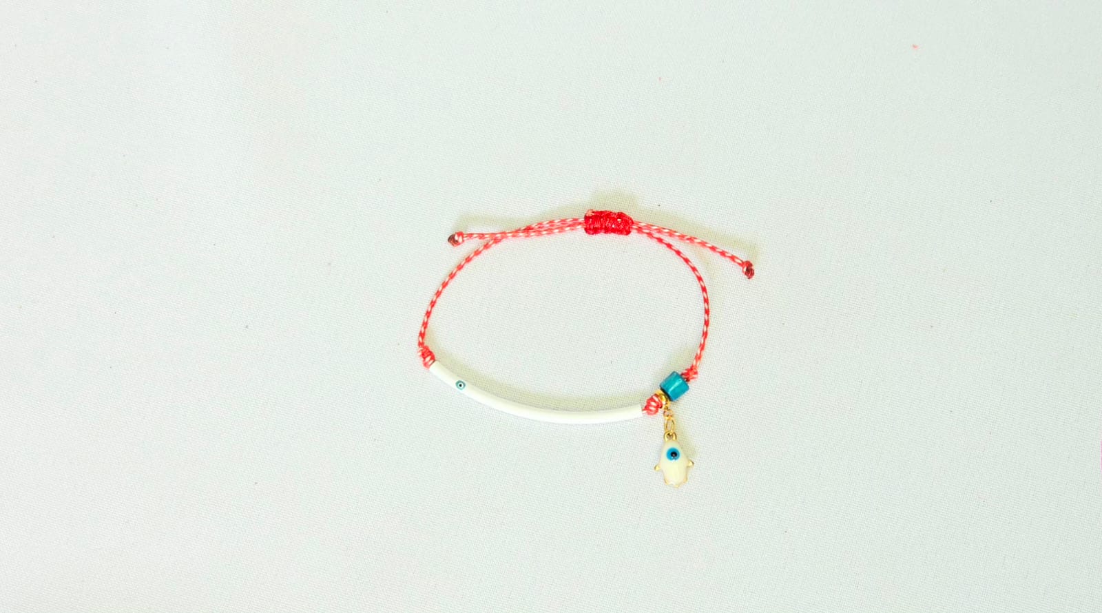 Martaki Small With White Tube With Eye And Hanging Stainless Steel Hamsa.