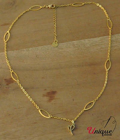 Stainless Steel Alphabet Letter "I" Gold Chain