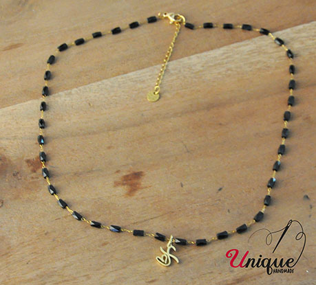 Stainless Steel Alphabet Letter "X" Gold/Black Chain