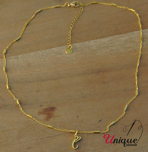 Stainless Steel Alphabet Letter "C" Gold Chain