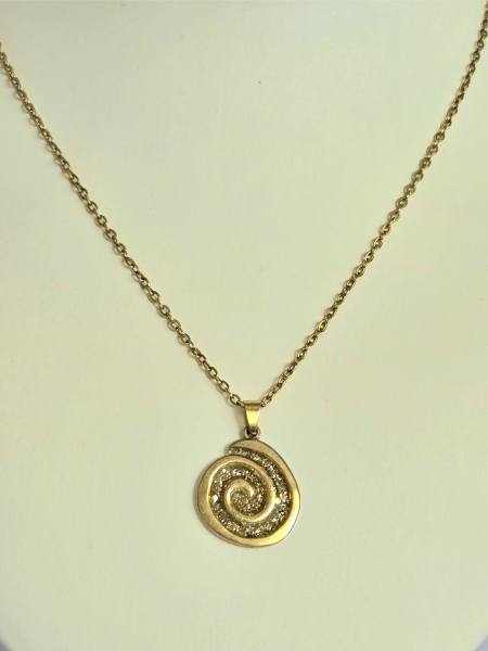 Gold Spiral Shape Necklace Medium Gold Glitter