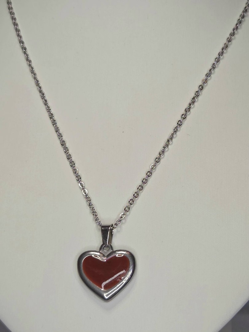 Silver Bordeaux Heart Necklace