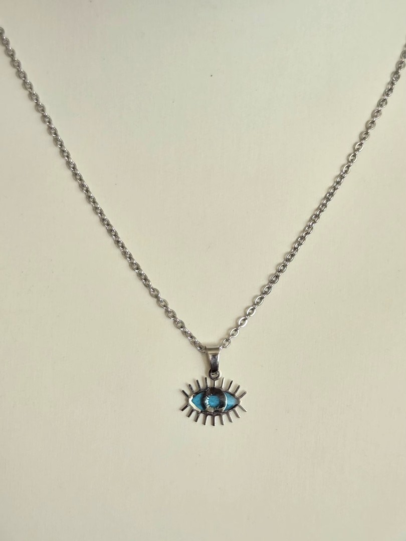 Silver Stainless Steel Eye Necklace