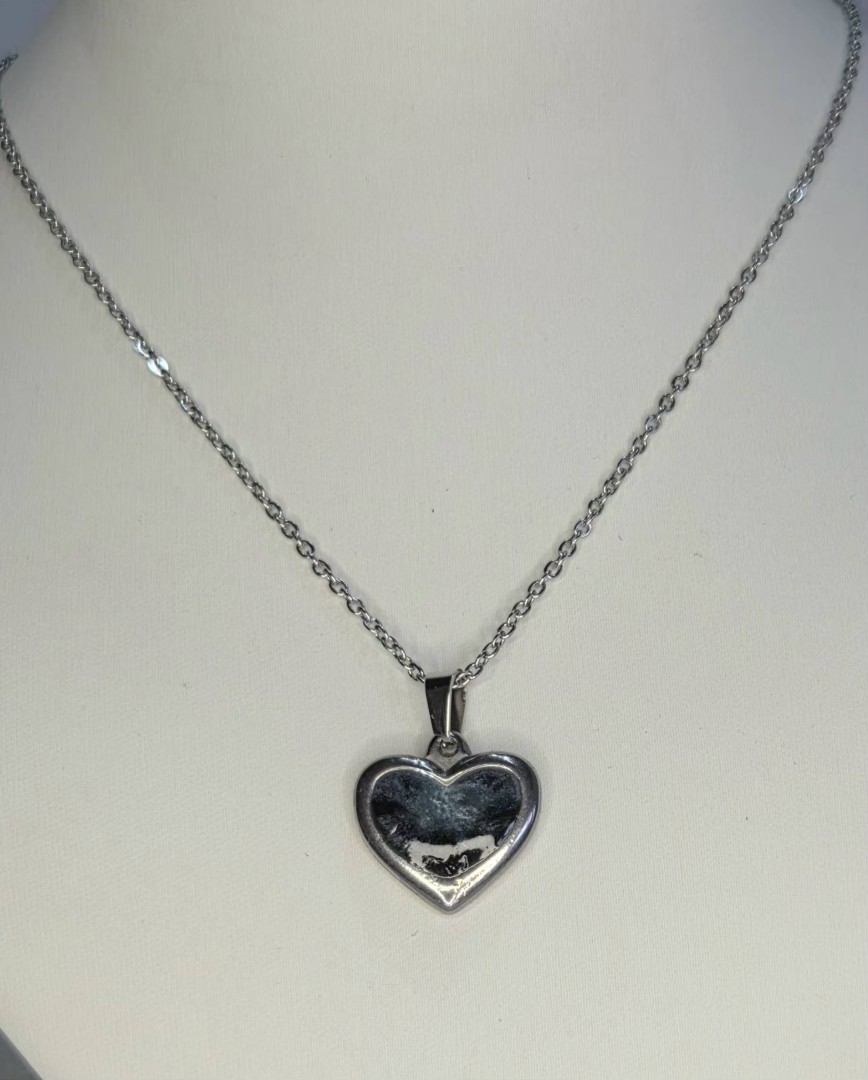Silver Black Heart Necklace