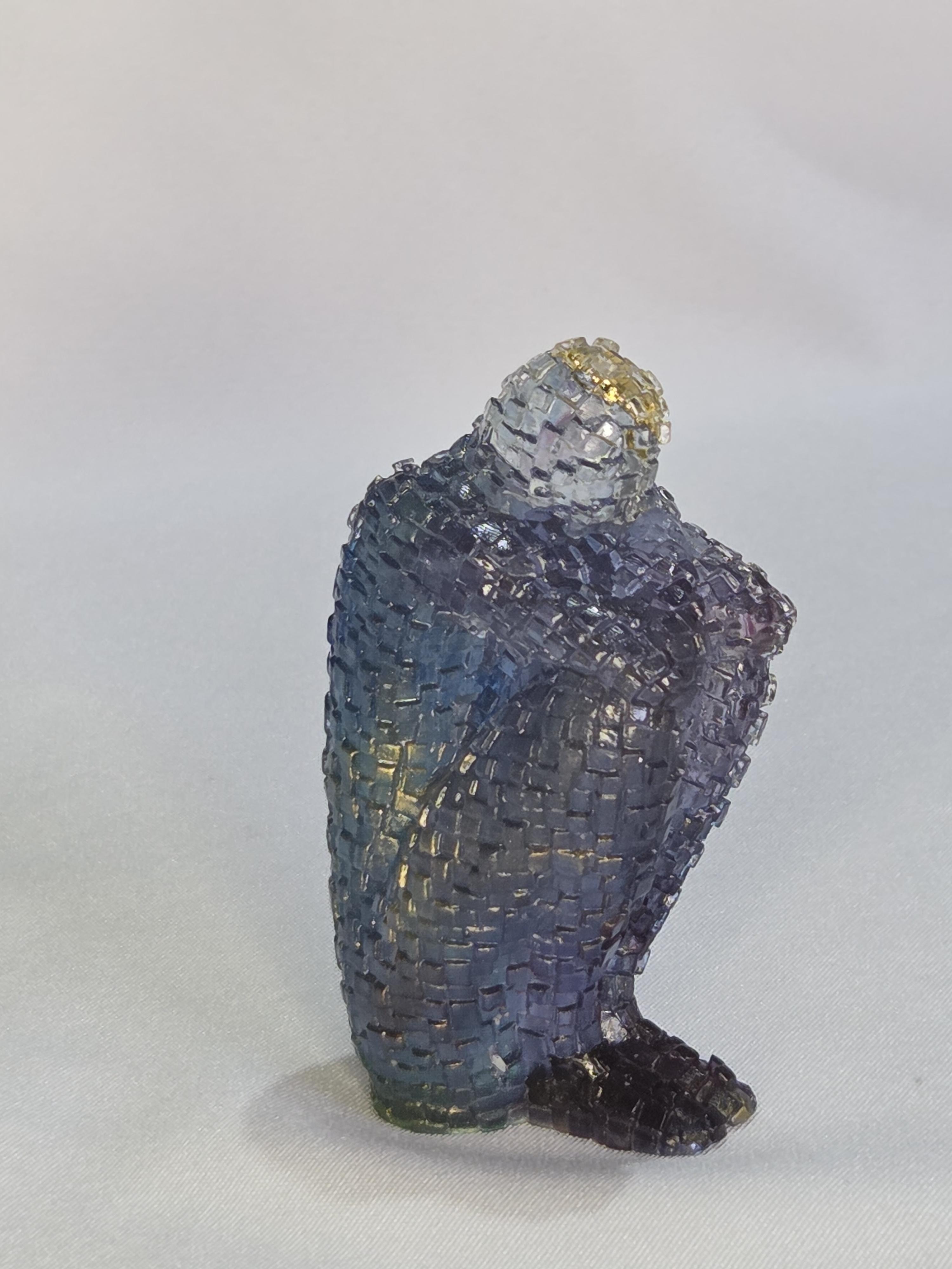 Decorative Relief Sculpture Abstract Made Of Liquid Glass " Thinker" 9,5 Cm One Piece In Each Design