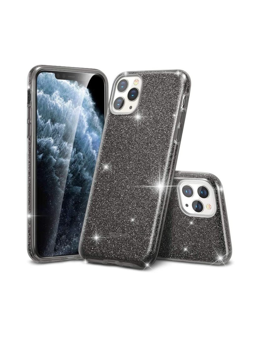 Black Glitter hard cover case iphone 14 plus