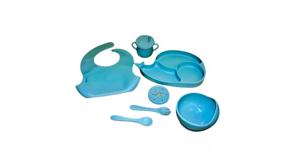 Silicone dinner plate set whale pink