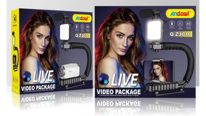 Live video package with microphone and LED light