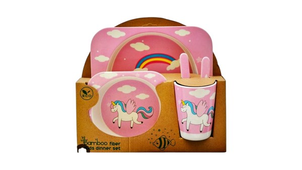 Bamboo fiber kids dinner set UNICORN