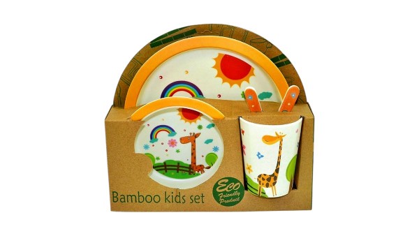 Bamboo fiber kids dinner set Giraffe