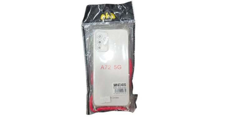 Soft clear Silicone Case for Samsung Galaxy A72 with red rope– Slim & Protective