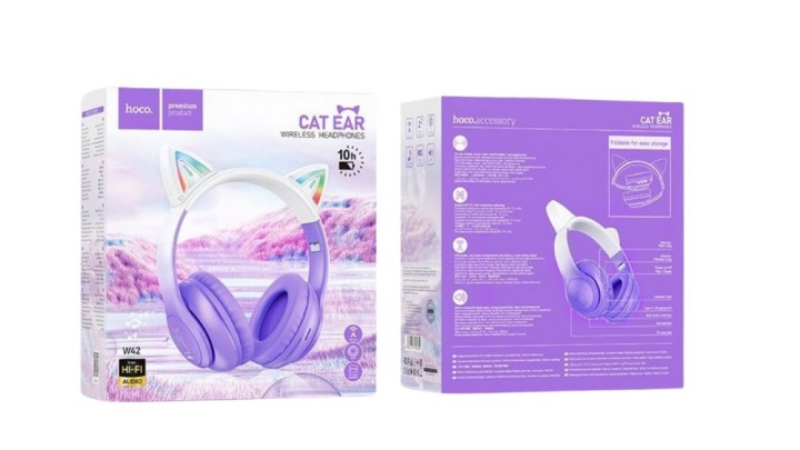 HOCO Cat Ear Wireless Headphones — Purple