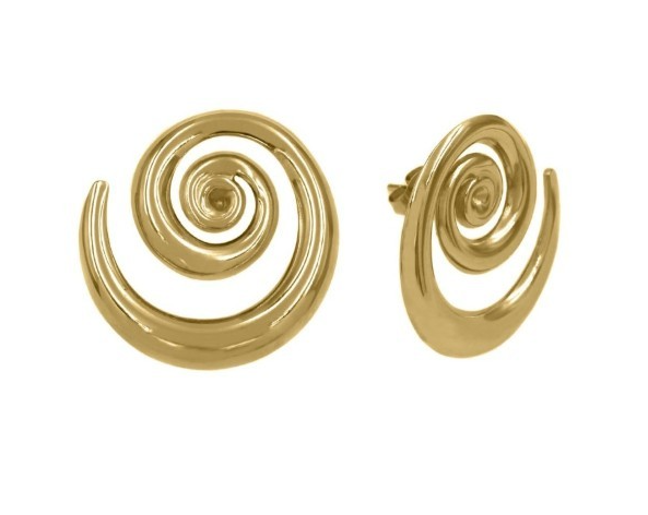 Stanless Steel Gold Spiral Stud Earrings 28Mm