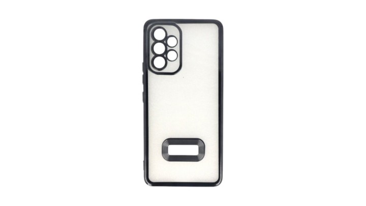 Black Kickstand Case for Samsung A32 – Clear Back with Metallic Frame