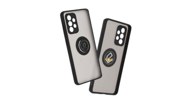 Black Shockproof Case with Ring Stand for Samsung A73 – Matte Back & Magnetic Holder