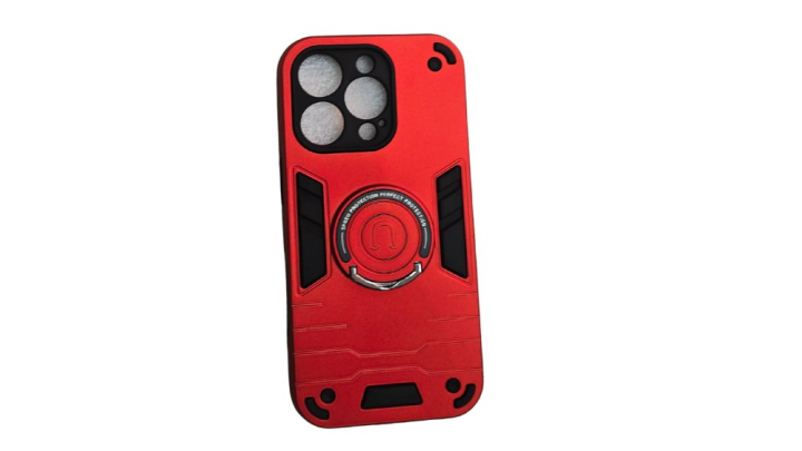 Red Rugged Armor iPhone 16 pro Case with Kickstand Ring