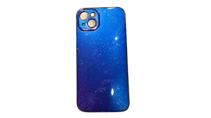 Blue Glitter hard cover case iphone 14 plus