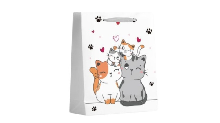 Small Gift bag white with cute cats